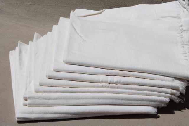 photo of plain white cotton feedsack fabric, authentic old flour sacks for days of the week towels #1