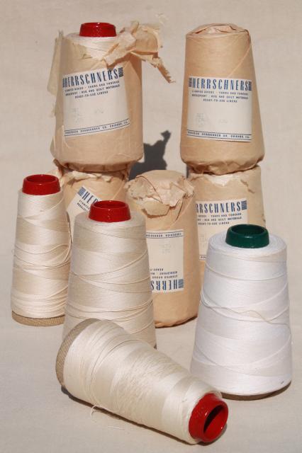 photo of plain white cotton thread cone spools, heavy sewing cord, crochet or embroidery thread #1