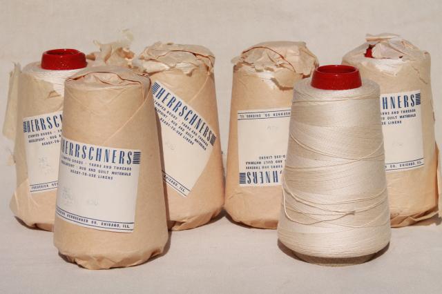 photo of plain white cotton thread cone spools, heavy sewing cord, crochet or embroidery thread #2