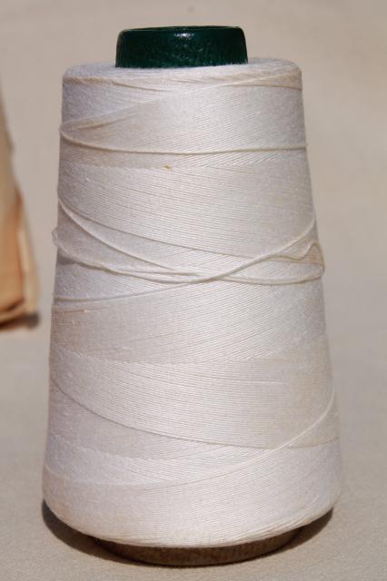 photo of plain white cotton thread cone spools, heavy sewing cord, crochet or embroidery thread #5