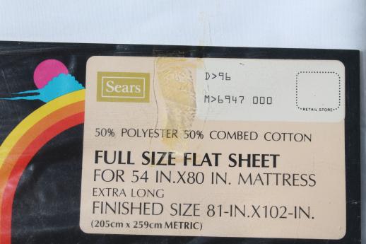 photo of plain white easy care cotton poly blend sheets & pillowcases, vintage bed linens lot #7