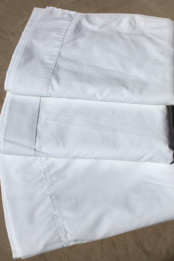 photo of plain white easy care cotton poly blend sheets & pillowcases, vintage bed linens lot #11