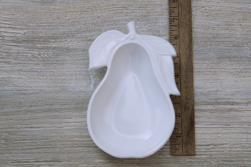 photo of plain white pear milk glass trinket dish or soap dish, vintage farmhouse fall decor #1