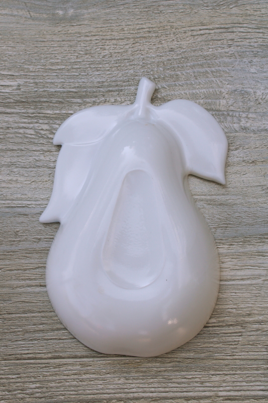 photo of plain white pear milk glass trinket dish or soap dish, vintage farmhouse fall decor #3