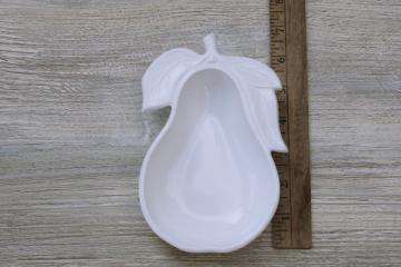 catalog photo of plain white pear milk glass trinket dish or soap dish, vintage farmhouse fall decor