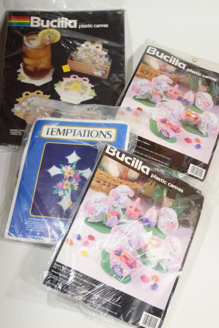 photo of plastic canvas kits complete w/ yarn, Easter holiday decorations craft kit lot #1