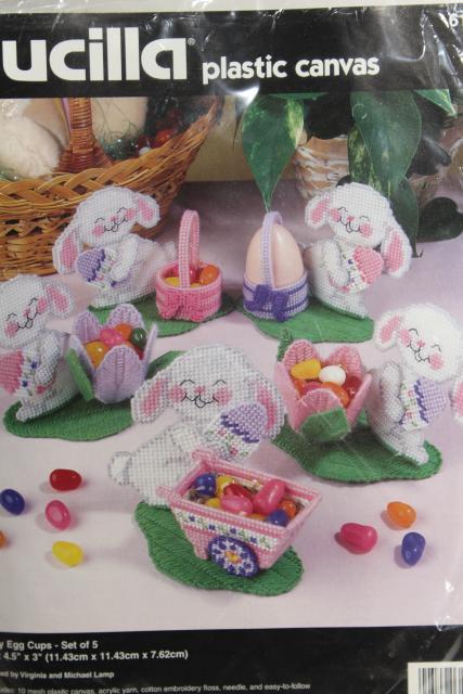 photo of plastic canvas kits complete w/ yarn, Easter holiday decorations craft kit lot #9