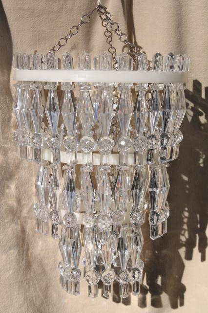 photo of plastic prisms little chandelier lights, hanging light for plain single bulb fixtures #2