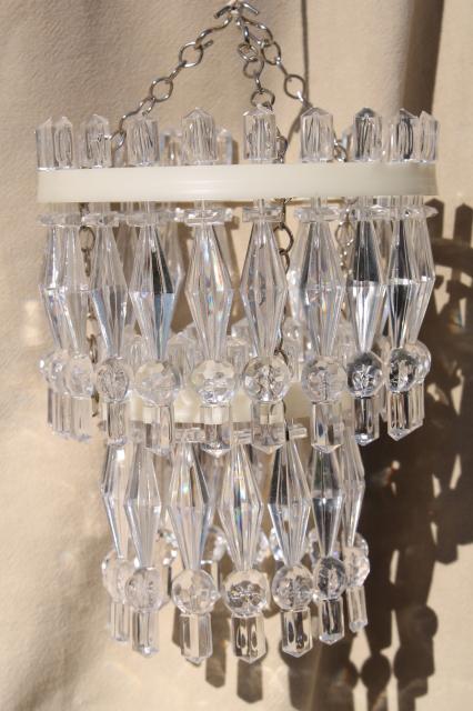 photo of plastic prisms little chandelier lights, hanging light for plain single bulb fixtures #4