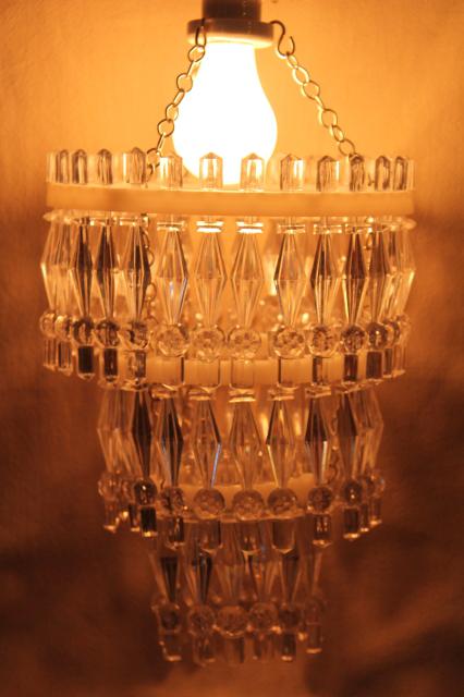 photo of plastic prisms little chandelier lights, hanging light for plain single bulb fixtures #5