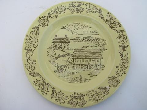 photo of plates & bowls, vintage Bucks County pattern Pennsylvania Dutch folk art china #2