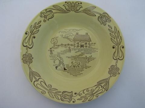 photo of plates & bowls, vintage Bucks County pattern Pennsylvania Dutch folk art china #3