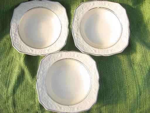 photo of platinum trim Briar Rose vintage Salem china bowls, embossed floral rim #2