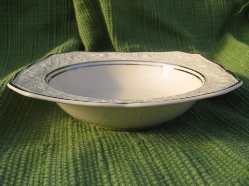 photo of platinum trim Briar Rose vintage Salem china bowls, embossed floral rim #3