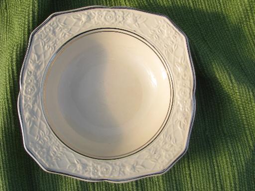 photo of platinum trim Briar Rose vintage Salem china bowls, embossed floral rim #4