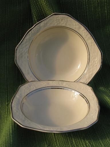 photo of platinum trim Briar Rose vintage Salem china bowls, embossed floral rim #6