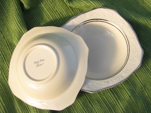 photo of platinum trim Briar Rose vintage Salem china bowls, embossed floral rim #7