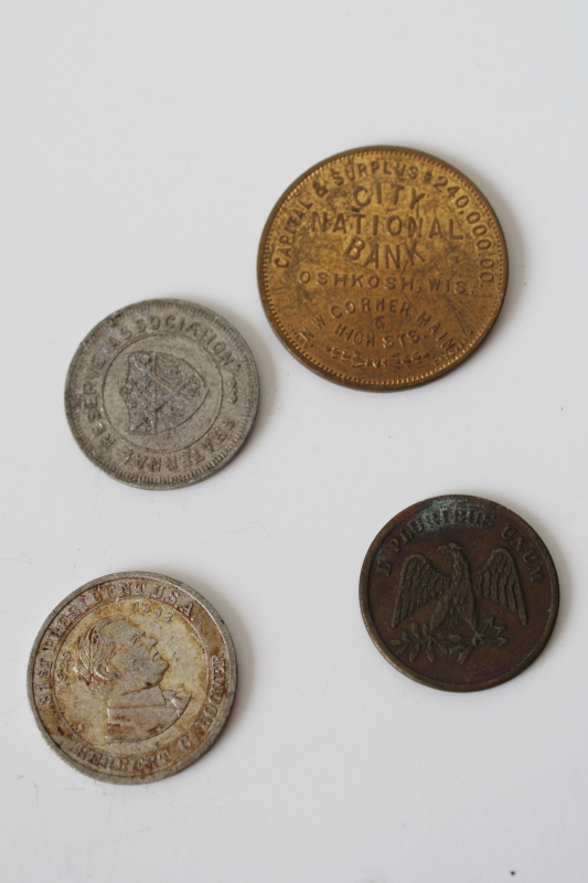 photo of play money vintage coins lot, Cracker Jack prizes, advertising pieces, trade tokens  #2