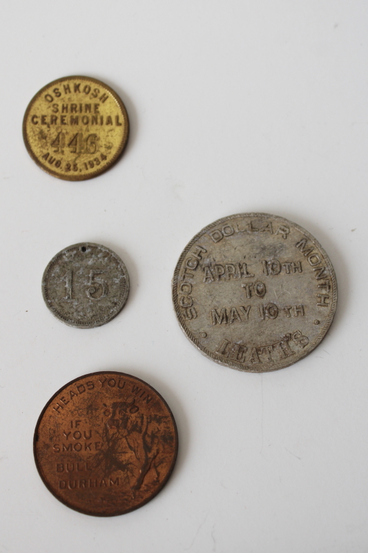 photo of play money vintage coins lot, Cracker Jack prizes, advertising pieces, trade tokens  #5