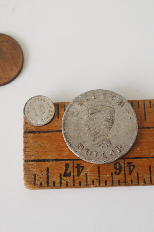 photo of play money vintage coins lot, Cracker Jack prizes, advertising pieces, trade tokens  #8