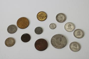 catalog photo of play money vintage coins lot, Cracker Jack prizes, advertising pieces, trade tokens 