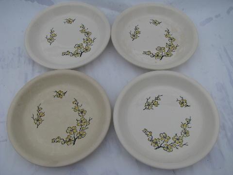 photo of plum blossom or dogwood flower branches floral, mid-century vintage pies & cake plate #3