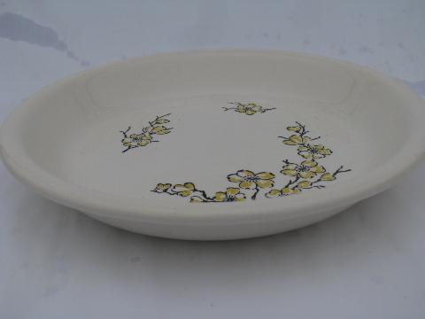 photo of plum blossom or dogwood flower branches floral, mid-century vintage pies & cake plate #4