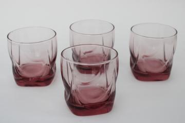 catalog photo of plum pink Imperial drape pattern old fashioned tumblers, vintage Libbey drinking glasses