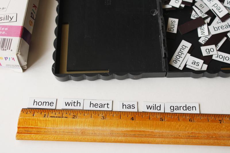 photo of poetry kit magnet tile words, kids Magnepoem magnets for fridge, lockers etc #3