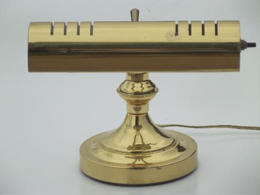 photo of polished brass banker's lamp for desk or library table reading light  #2