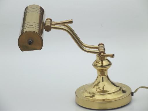 photo of polished brass banker's lamp for desk or library table reading light  #3