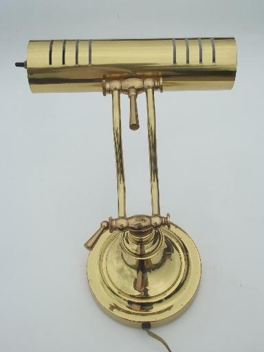 photo of polished brass banker's lamp for desk or library table reading light  #4