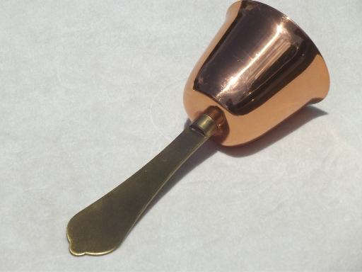 photo of polished copper & brass table bell, vintage Coppercraft Guild ? #2