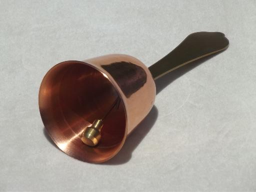 photo of polished copper & brass table bell, vintage Coppercraft Guild ? #3