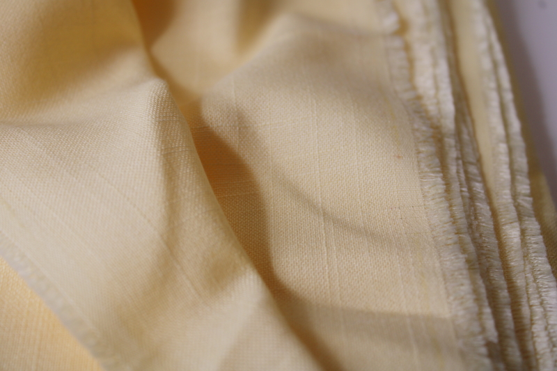 photo of poly rayon blend linen texture vintage fabric, butter yellow 3 plus yds 60 wide #2