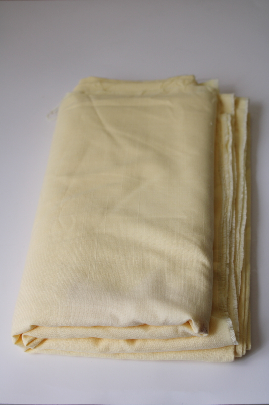 photo of poly rayon blend linen texture vintage fabric, butter yellow 3 plus yds 60 wide #4