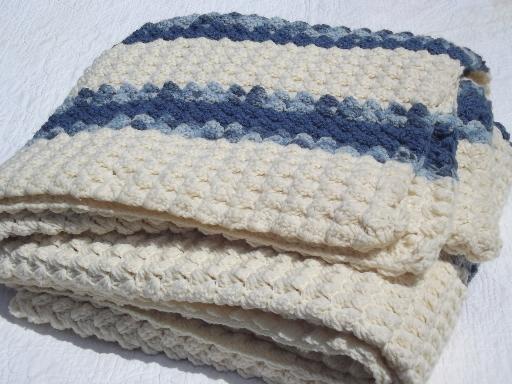 photo of popcorn bobbles crochet afghan, hand-crocheted blanket or bedspread #3