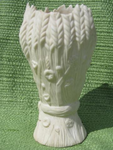 photo of poppies in the wheat, antique white bisque china grain sheaf vase #2