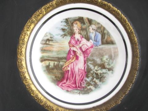 photo of portrait scenes vintage England bone china bowls, old English brassware frames #4