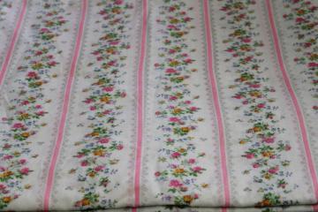 catalog photo of prairie girl cottage core vintage floral stripe print fabric, light soft poly cotton