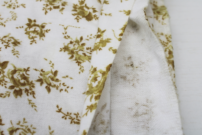 photo of prairie girl floral print cotton flannel fabric, dark mustard gold brown flowers on white  #2