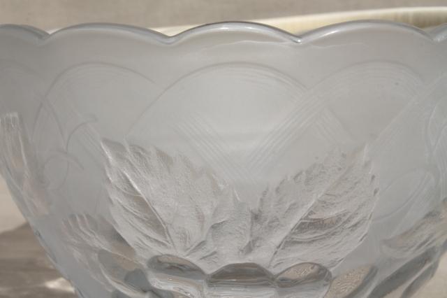 photo of pressed glass fruit basket bowl, vintage Japan Laura glass label #2