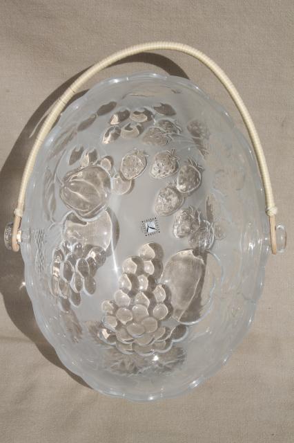 photo of pressed glass fruit basket bowl, vintage Japan Laura glass label #6