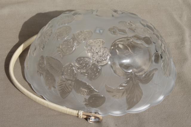 photo of pressed glass fruit basket bowl, vintage Japan Laura glass label #7