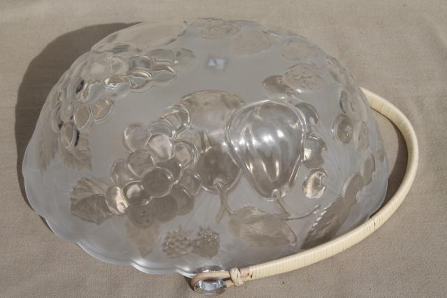 photo of pressed glass fruit basket bowl, vintage Japan Laura glass label #8