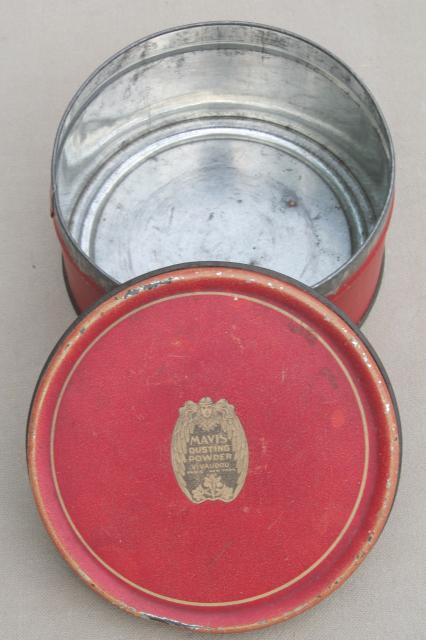 photo of pretty lot of vintage tins, 1930s art deco candy boxes & dusting powder tin #9