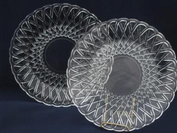 catalog photo of pretzel pattern pressed glass, large vintage sandwich / serving plates