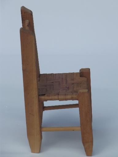 photo of prim country shaker chairs for dolls or bears, old wood toy chair set #6