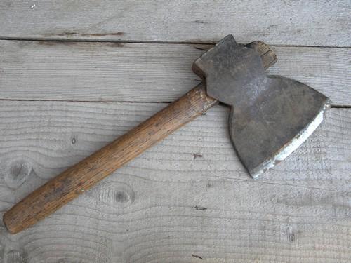 photo of primitive antique broad axe hatchet for hand hewing barn beams etc #1