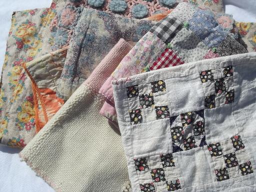 photo of primitive antique cotton patchwork quilts, doll bed or wall hanging sizes #1